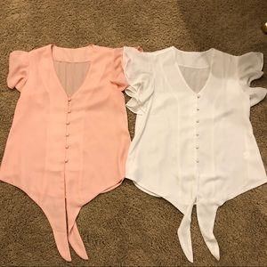 Set of 2 coral and white dress shirts